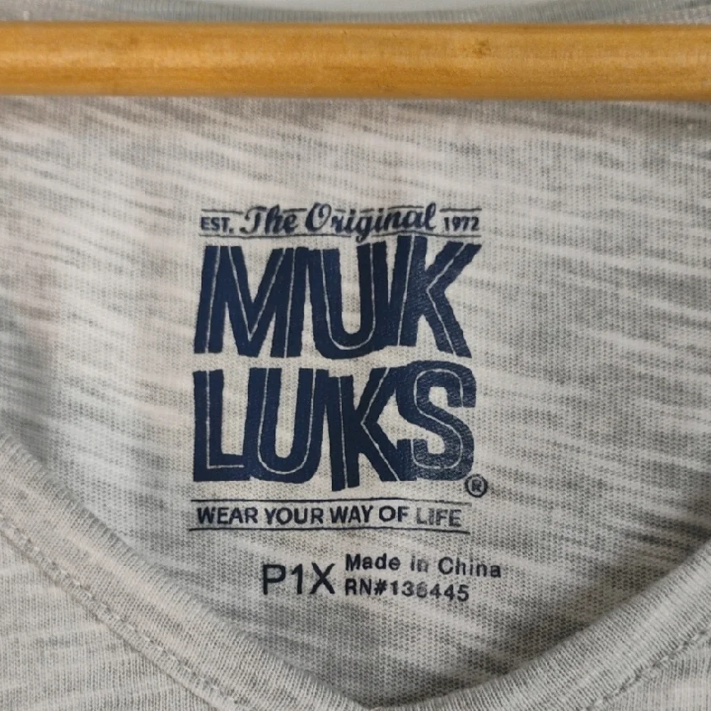 Muk Luks Light Heathered Gray V-Neck Activewear T-Shirt Plus Size P1X Athleisure - Picture 2 of 9